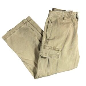 UNIONBAY Men 34x30 Khaki Cargo Pants Relaxed Fit Straight Leg Cotton